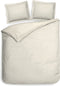 Heckettlane Dekbedovertrek Banda - Bedlinnen met Strepen - 200x220 - Off-White - Dekbedhoes van 100% Katoen-Satijn