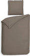 Heckettlane Dekbedovertrek Banda - Bedlinnen met Strepen - 200x220 - Taupe - Dekbedhoes van 100% Katoen-Satijn