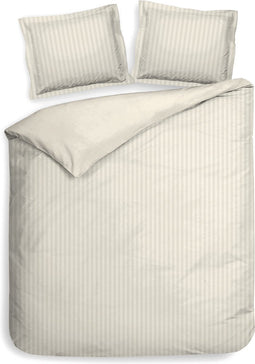 Heckettlane Dekbedovertrek Banda - Bedlinnen met Strepen - 240x220 - Off-White - Dekbedhoes van 100% Katoen-Satijn