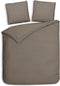 Heckettlane Dekbedovertrek Banda - Bedlinnen met Strepen - 240x220 - Taupe - Dekbedhoes van 100% Katoen-Satijn