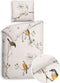 Heckettlane Dekbedovertrek Birdie - Bedlinnen met Dieren print - 140x220 - Off-White - Dekbedhoes van 100% Katoen-Clip Sheared