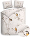 Heckettlane Dekbedovertrek Birdie - Bedlinnen met Dieren print - 140x220 - Off-White - Dekbedhoes van 100% Katoen-Clip Sheared