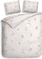 Heckettlane Dekbedovertrek Birdie - Bedlinnen met Dieren print - 140x220 - Off-White - Dekbedhoes van 100% Katoen-Clip Sheared