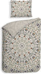Heckettlane Dekbedovertrek Blanche - Bedlinnen met Mandala print - 140x220 - Natural - Dekbedhoes van 100% Katoen-Satijn