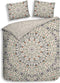 Heckettlane Dekbedovertrek Blanche - Bedlinnen met Mandala print - 140x220 - Natural - Dekbedhoes van 100% Katoen-Satijn