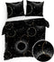 Heckettlane Dekbedovertrek Cayla - Bedlinnen met print - 240x220 - Zwart - Dekbedhoes van 100% Katoen-Flanel