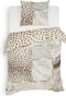 Heckettlane Dekbedovertrek Cesar - Bedlinnen met Patchwork print - 140x220 - Natural - Dekbedhoes van 100% Katoen-Satijn
