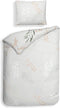 Heckettlane Dekbedovertrek Charlot - Bedlinnen met Bloemen print - 200x220 - Off-White - Dekbedhoes van 100% Katoen-Satijn