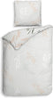 Heckettlane Dekbedovertrek Charlot - Bedlinnen met Bloemen print - 200x220 - Off-White - Dekbedhoes van 100% Katoen-Satijn