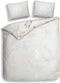 Heckettlane Dekbedovertrek Charlot - Bedlinnen met Bloemen print - 200x220 - Off-White - Dekbedhoes van 100% Katoen-Satijn