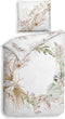 Heckettlane Dekbedovertrek Coralline - Bedlinnen met Bloemen print - 200x220 - Wit - Dekbedhoes van 100% Katoen-Satijn