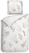 Heckettlane Dekbedovertrek Coralline - Bedlinnen met Bloemen print - 200x220 - Wit - Dekbedhoes van 100% Katoen-Satijn