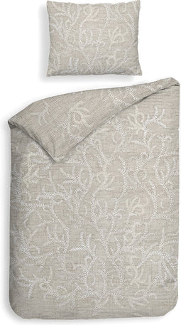 Heckettlane Dekbedovertrek Corallo - Bedlinnen met Koraal print - 140x220 - Natural - Dekbedhoes van 100% Katoen-Satijn