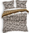 Heckettlane Dekbedovertrek Daley - Bedlinnen met Breiwerk print - 240x220 - Taupe - Dekbedhoes van 100% Katoen-Twill