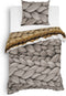 Heckettlane Dekbedovertrek Daley - Bedlinnen met Breiwerk print - 140x220 - Taupe - Dekbedhoes van 100% Katoen-Twill