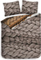 Heckettlane Dekbedovertrek Daley - Bedlinnen met Breiwerk print - 200x220 - Taupe - Dekbedhoes van 100% Katoen-Twill