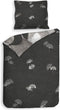 Heckettlane Dekbedovertrek Debra - Bedlinnen met Bladeren print - 140x220 - Grijs - Dekbedhoes van 100% Katoen-Twill