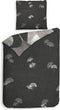 Heckettlane Dekbedovertrek Debra - Bedlinnen met Bladeren print - 140x220 - Grijs - Dekbedhoes van 100% Katoen-Twill