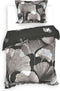 Heckettlane Dekbedovertrek Debra - Bedlinnen met Bladeren print - 240x220 - Grijs - Dekbedhoes van 100% Katoen-Twill