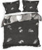 Heckettlane Dekbedovertrek Debra - Bedlinnen met Bladeren print - 240x220 - Grijs - Dekbedhoes van 100% Katoen-Twill