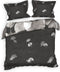 Heckettlane Dekbedovertrek Debra - Bedlinnen met Bladeren print - 140x220 - Grijs - Dekbedhoes van 100% Katoen-Twill