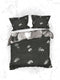 Heckettlane Dekbedovertrek Debra - Bedlinnen met Bladeren print - 140x220 - Grijs - Dekbedhoes van 100% Katoen-Twill