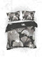 Heckettlane Dekbedovertrek Debra - Bedlinnen met Bladeren print - 140x220 - Grijs - Dekbedhoes van 100% Katoen-Twill
