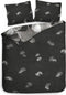 Heckettlane Dekbedovertrek Debra - Bedlinnen met Bladeren print - 140x220 - Grijs - Dekbedhoes van 100% Katoen-Twill
