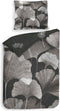 Heckettlane Dekbedovertrek Debra - Bedlinnen met Bladeren print - 240x220 - Grijs - Dekbedhoes van 100% Katoen-Twill