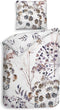 Heckettlane Dekbedovertrek Della - Bedlinnen met Bloemen print - 140x220 - Wit - Dekbedhoes van 100% Katoen-Dobby