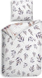 Heckettlane Dekbedovertrek Della - Bedlinnen met Bloemen print - 240x220 - Wit - Dekbedhoes van 100% Katoen-Dobby