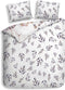 Heckettlane Dekbedovertrek Della - Bedlinnen met Bloemen print - 260x220 - Wit - Dekbedhoes van 100% Katoen-Dobby