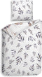 Heckettlane Dekbedovertrek Della - Bedlinnen met Bloemen print - 140x220 - Wit - Dekbedhoes van 100% Katoen-Dobby