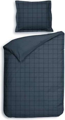 Heckettlane Dekbedovertrek Diamante - Bedlinnen - 140x220 - Blauw - Dekbedhoes van 100% Katoen-Satijn