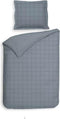 Heckettlane Dekbedovertrek Diamante - Bedlinnen - 140x220 - Blauw - Dekbedhoes van 100% Katoen-Satijn