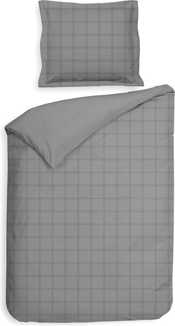 Heckettlane Dekbedovertrek Diamante - Bedlinnen - 140x220 - Grijs - Dekbedhoes van 100% Katoen-Satijn