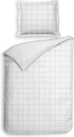 Heckettlane Dekbedovertrek Diamante - Bedlinnen - 140x220 - Wit - Dekbedhoes van 100% Katoen-Satijn