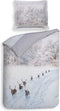 Heckettlane Dekbedovertrek Doriane - Bedlinnen met Natuur print - 240x220 - Wit - Dekbedhoes van 100% Katoen-Satijn