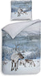 Heckettlane Dekbedovertrek Doriane - Bedlinnen met Natuur print - 200x220 - Wit - Dekbedhoes van 100% Katoen-Satijn