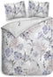 Heckettlane Dekbedovertrek Downetti - Bedlinnen met Bladeren print - 140x220 - Grijs - Dekbedhoes van 100% Katoen-Satijn