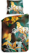 Heckettlane Dekbedovertrek Eliana - Bedlinnen met Dieren print - 140x220 - Groen - Dekbedhoes van 100% Katoen-Satijn