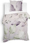 Heckettlane Dekbedovertrek Eray - Bedlinnen met Bladeren print - 140x220 - Taupe - Dekbedhoes van 100% Katoen-Twill