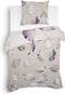 Heckettlane Dekbedovertrek Eray - Bedlinnen met Bladeren print - 140x220 - Taupe - Dekbedhoes van 100% Katoen-Twill