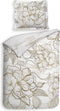 Heckettlane Dekbedovertrek Fabiola - Bedlinnen met Bloemen print - 140x220 - Off-White - Dekbedhoes van 100% Katoen-Satijn