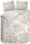 Heckettlane Dekbedovertrek Fabiola - Bedlinnen met Bloemen print - 140x220 - Off-White - Dekbedhoes van 100% Katoen-Satijn