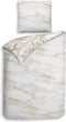Heckettlane Dekbedovertrek Fabiola - Bedlinnen met Bloemen print - 140x220 - Off-White - Dekbedhoes van 100% Katoen-Satijn