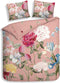 Heckettlane Dekbedovertrek Flores - Bedlinnen met Bloemen print - 140x220 - Roze - Dekbedhoes van 100% Katoen-Satijn