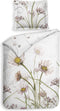 Heckettlane Dekbedovertrek Floriana - Bedlinnen met Bloemen print - 140x220 - Natural - Dekbedhoes van 100% Katoen-Satijn