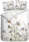 Heckettlane Dekbedovertrek Floriana - Bedlinnen met Bloemen print - 260x220 - Natural - Dekbedhoes van 100% Katoen-Satijn