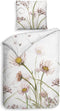 Heckettlane Dekbedovertrek Floriana - Bedlinnen met Bloemen print - 240x220 - Natural - Dekbedhoes van 100% Katoen-Satijn